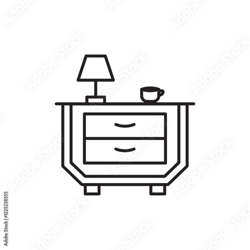 Bedside table icon Flat vector set outline