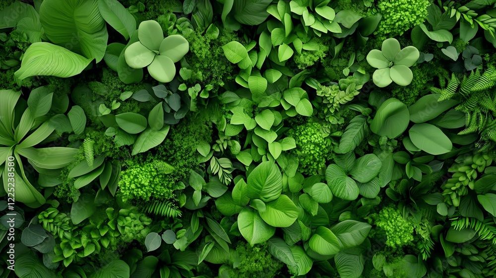 Obraz premium Vertical jungle, layers of plants climbing structures, 3D illustration