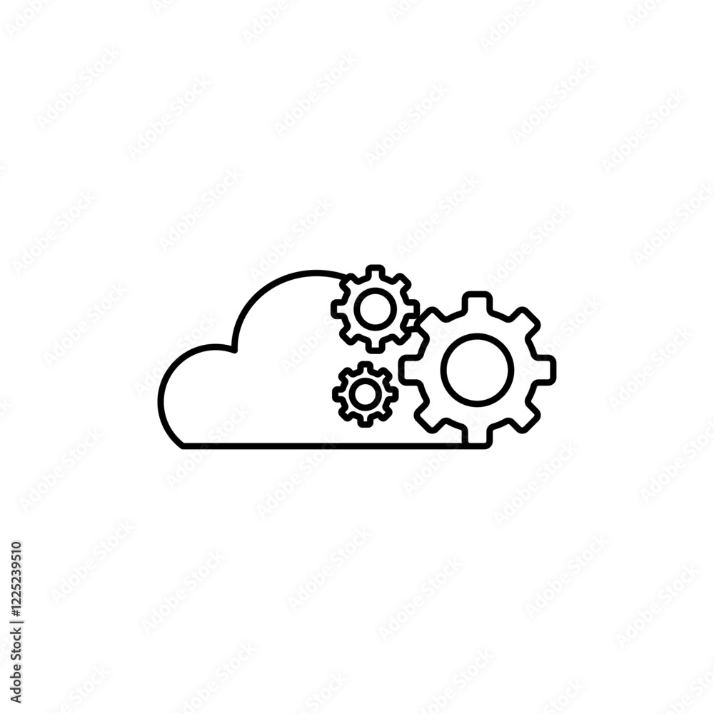Cloud Setting Icon Flat vector set outline Cloud Setting Icon Flat vector set outline