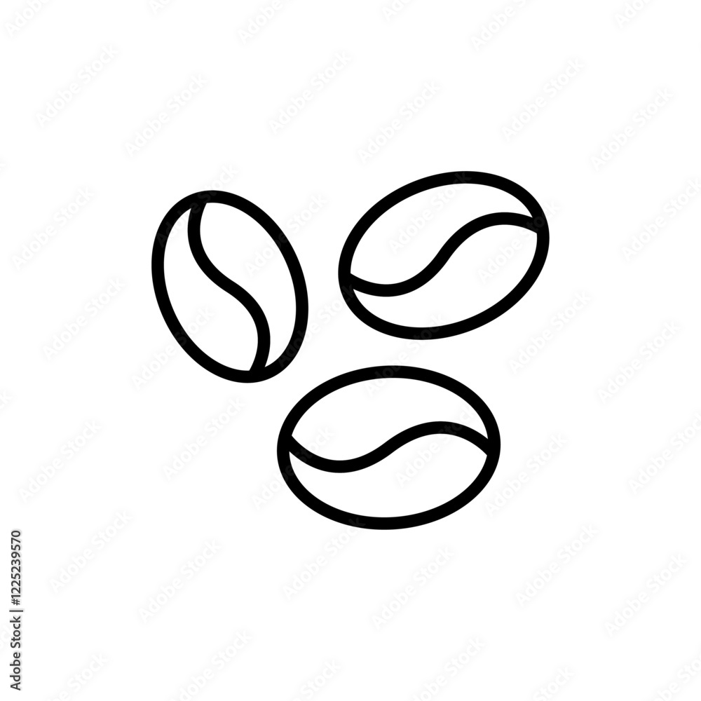 Coffee beans icon Flat vector set outline Coffee beans icon Flat vector set outline