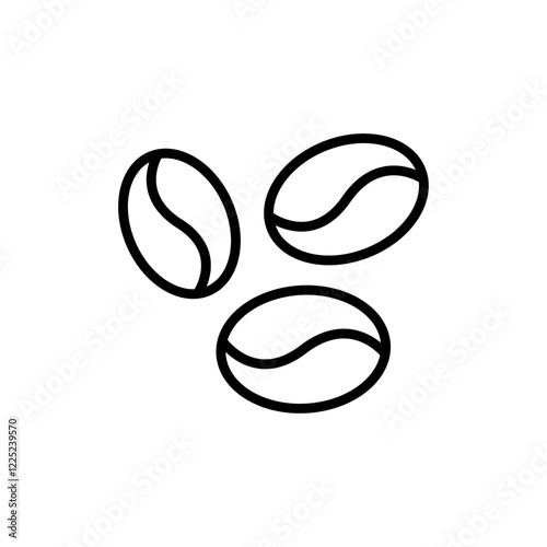 Coffee beans icon Flat vector set outline