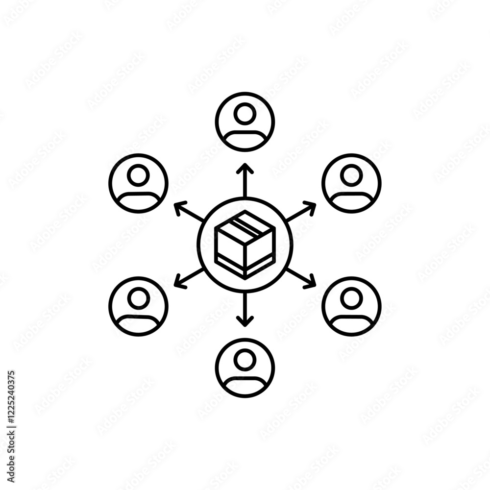 distribution channel icon Flat vector set outline distribution channel icon Flat vector set outline
