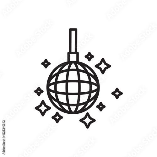 Disco ball icon Flat vector set outline