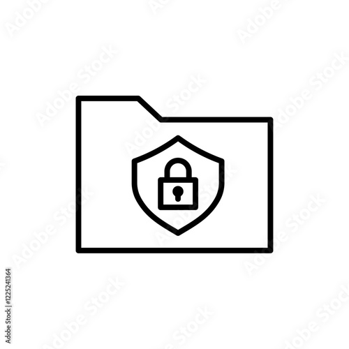 File folder security vector ico Flat vector set outline