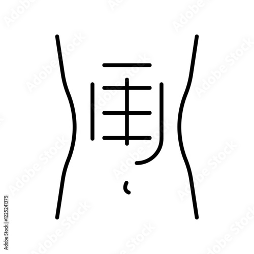 Female abdominal muscles icon Flat vector set outline