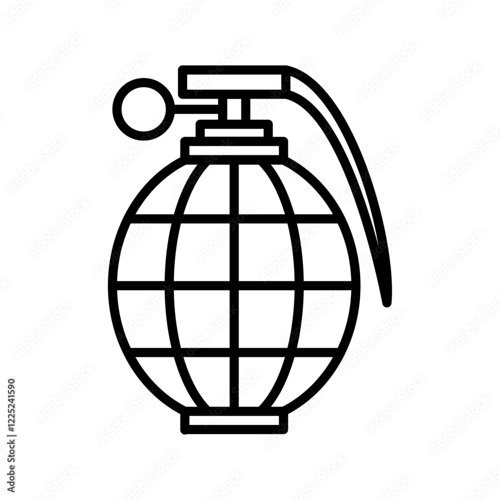 Fragmentation grenade icon Flat vector set outline Fragmentation grenade icon Flat vector set outline