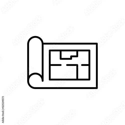 Floor plan icon Flat vector set outline