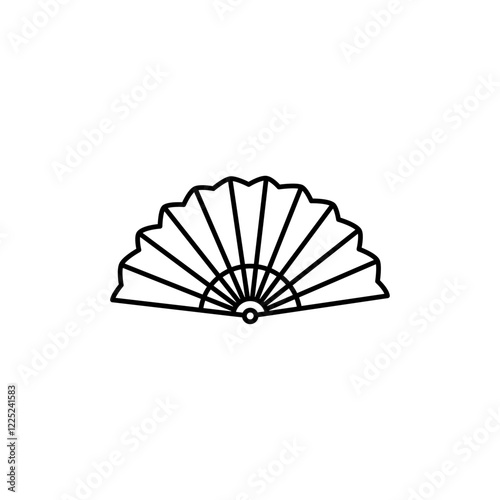 Folding Fan icon Flat vector set outline