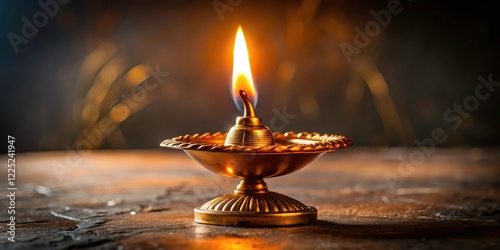 Traditional Samai Diya brass oil lamp: perfect for Hindu rituals, home altars, Diwali festivities, and adding spiritual ambiance. photo