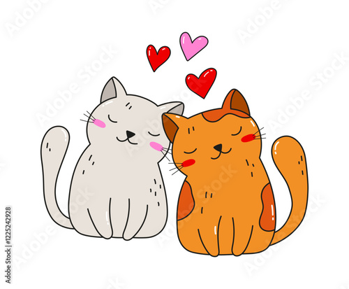 Cute cats in love. Concept for Valentine's day vector illustration