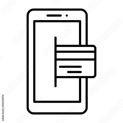 Mobile payment icon Flat vector set outline