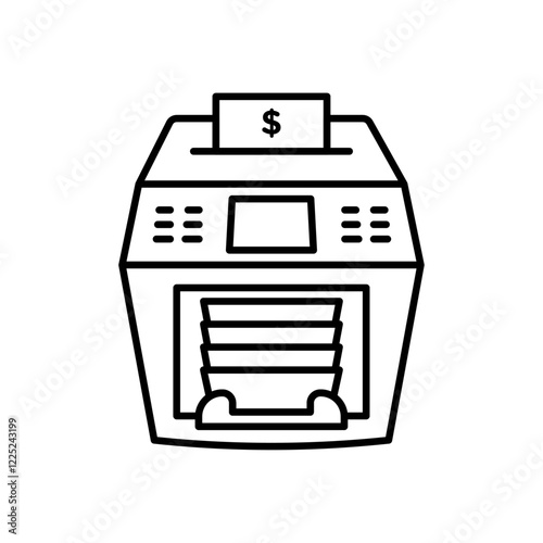Money counting machine icon Flat vector set outline