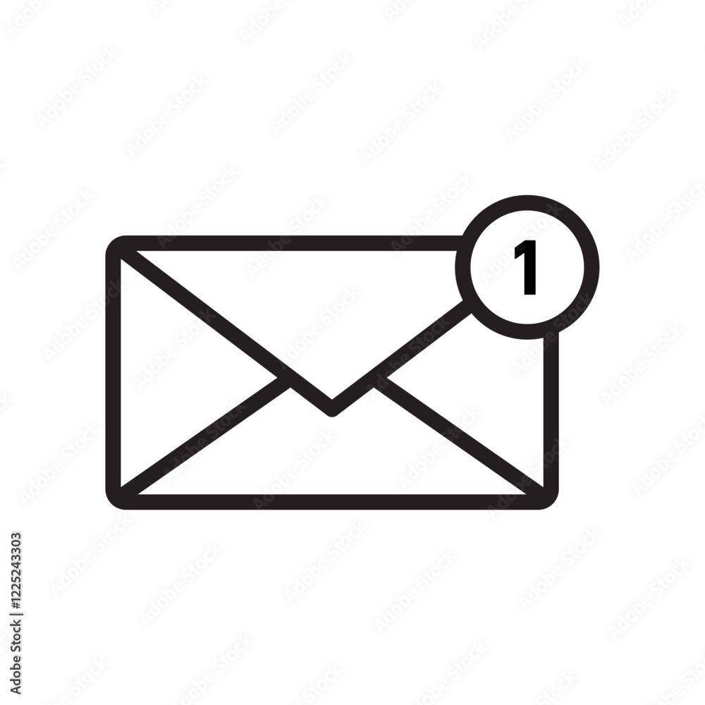 New email icon Flat vector set outline New email icon Flat vector set outline