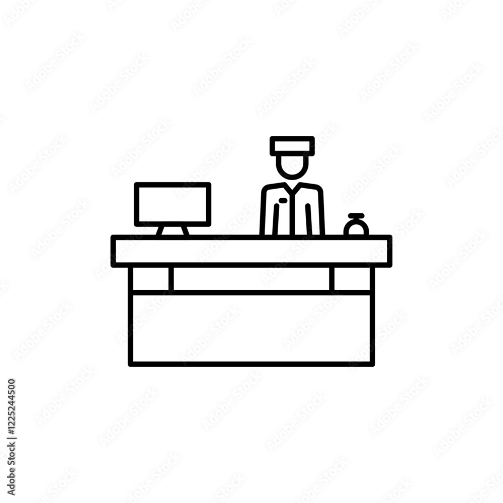 reception in the hotel icon Flat vector set outline