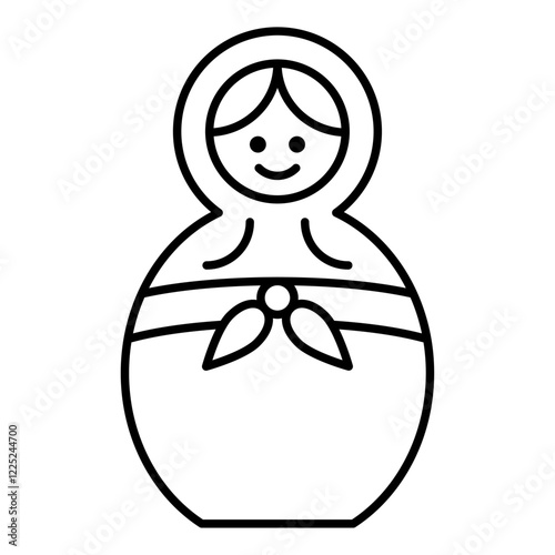Russian nesting doll icon Flat vector set outline