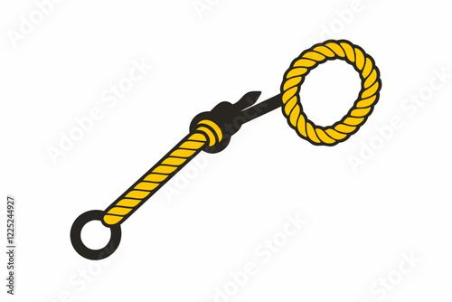 Climbing Rope and Carabiner Silhouette on White Background Vector

