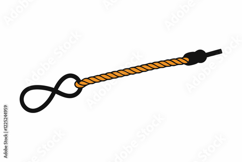 Climbing Rope and Carabiner Silhouette on White Background Vector

