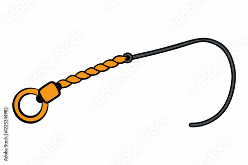 Climbing Rope and Carabiner Silhouette on White Background Vector

