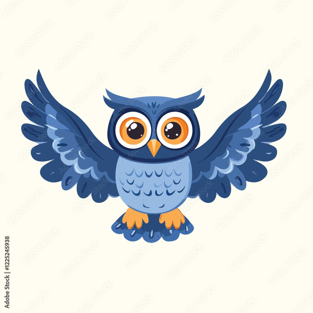 Cute cartoon Owl Bird With Wings vector illustration Cute cartoon Owl Bird With Wings vector illustration