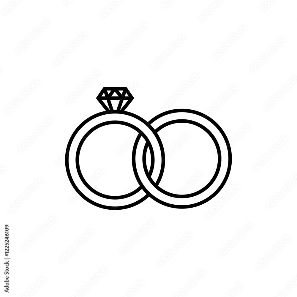 Wedding rings Icon Flat vector set outline