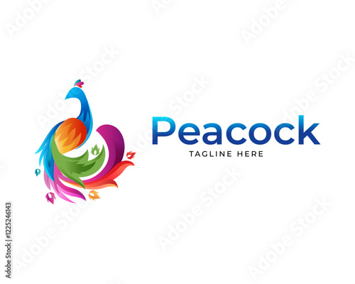 colorful peacock logo icon design  photo