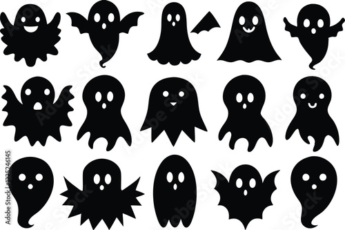 Halloween Ghost Silhouette Black Vector