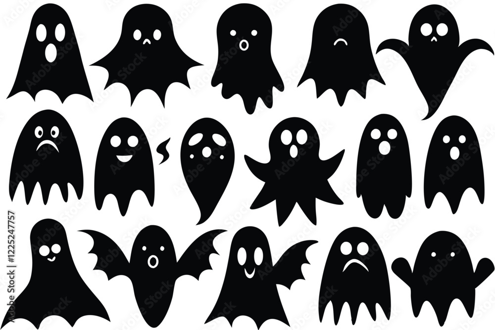 Naklejka premium Halloween ghost vector logo icon design
