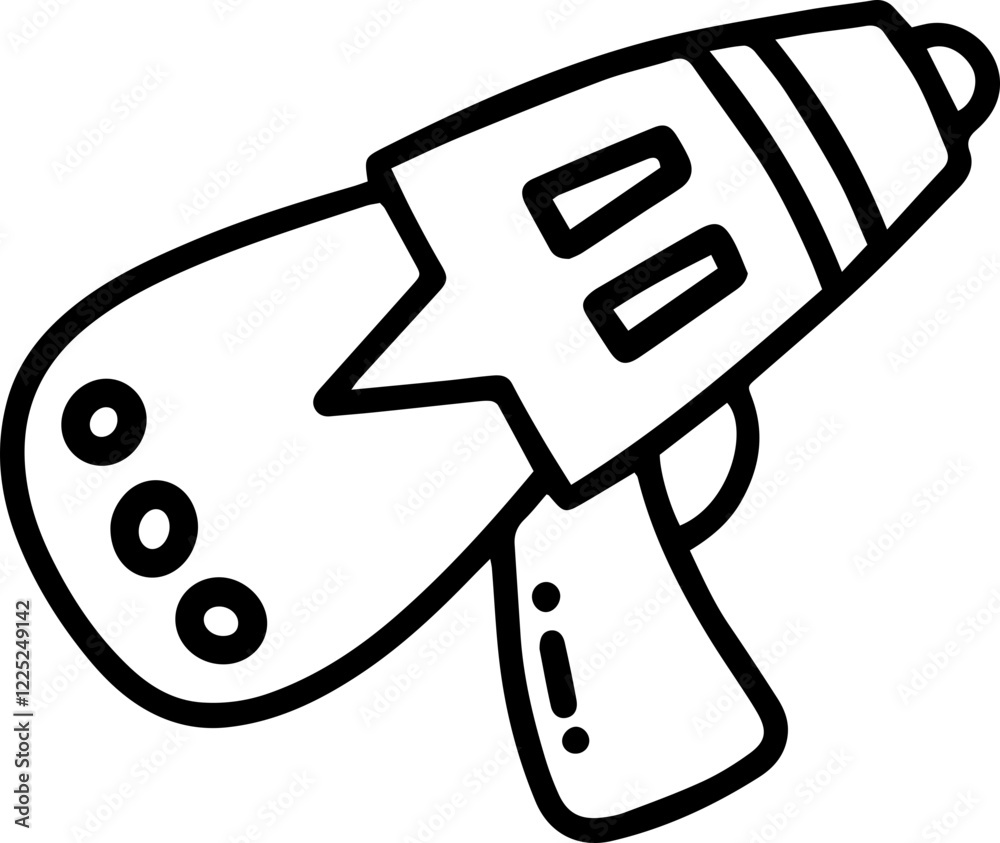 Water gun Songkran festival line cartoon doodle Water gun Songkran festival line cartoon doodle