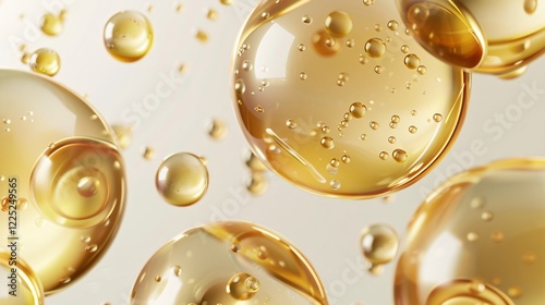 Luxurious Collagen Oil Balls 3D Golden Bubble Cosmetic Capsule