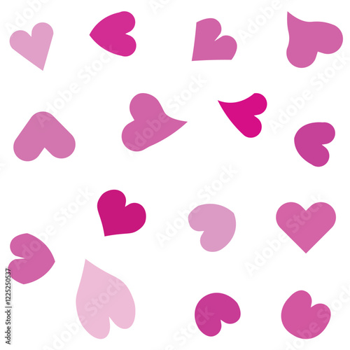 Various heart shapes, pattern pink hearts, and vector illustrations hearts.