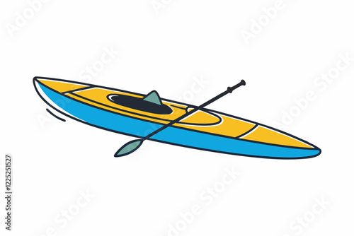 Kayak on River Silhouette on White Background - Adventure Water Sports Vector