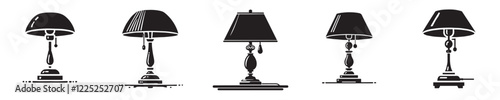 Collection of vector silhouettes of sleeping lamps