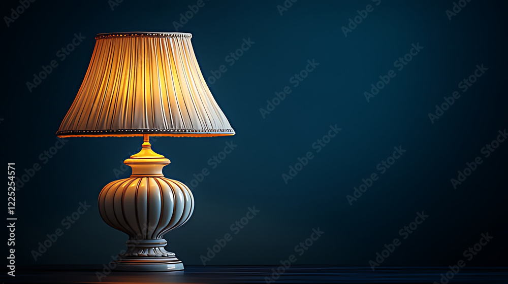 Illuminated table lamp, dark background, home decor, warm light, interior design Illuminated table lamp, dark background, home decor, warm light, interior design