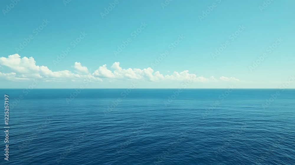 Fototapeta premium Serene Ocean Horizon Under a Calm Blue Sky