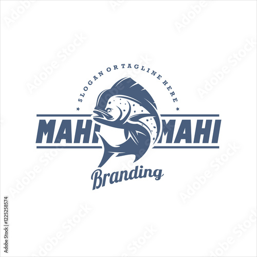 Jumping Mahi-mahi Dorado Salt Water Sea Fish Logo Design 