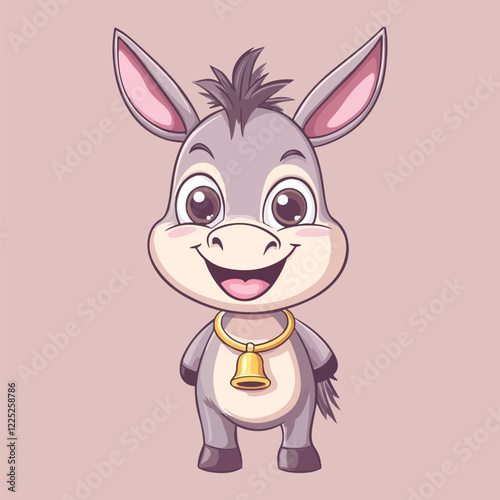 Funny Cute Smiling Baby Donkey vector illustration