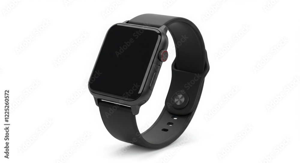 Black Smartwatch with Blank Screen Isolated on White Background Black Smartwatch with Blank Screen Isolated on White Background