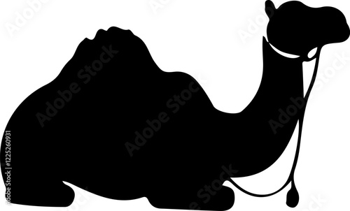 Black silhouette icon of a camel's head and upper body.