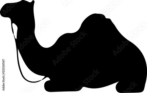Black silhouette icon of a camel's head and upper body.