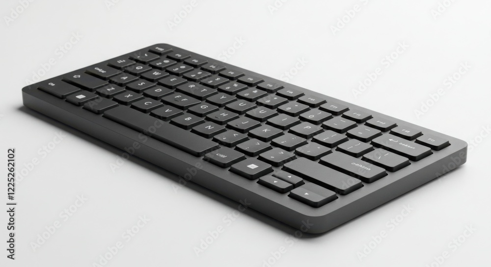 Sleek Black Wireless Keyboard on White Background Sleek Black Wireless Keyboard on White Background