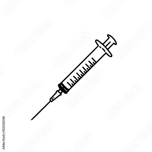 Vector illustration of a syringe, symbolizing medical treatment, vaccinations, and healthcare services