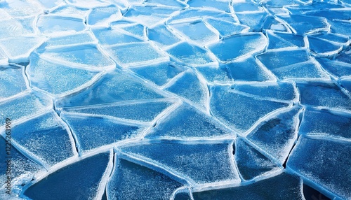 Stunning Winter Scene Frozen Lake Showcasing Gorgeous BlueIce Texture, Capturing the Magic and Tranquility of a Crisp Winters Day in an Arctic Landscape. photo