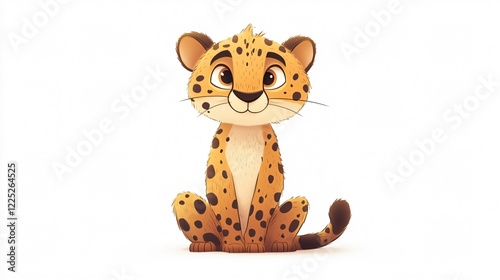 Playful Cheetah Cartoon Vector for Kids Book Cover Design with Jungle Theme, Mascot, Safari Animal Character, Printing on T-shirt, and Wildlife Education Material photo