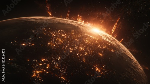 Slika na platnu A satellite view of Earth at night, highlighting the eastern United States and parts of Central America and the Caribbean
