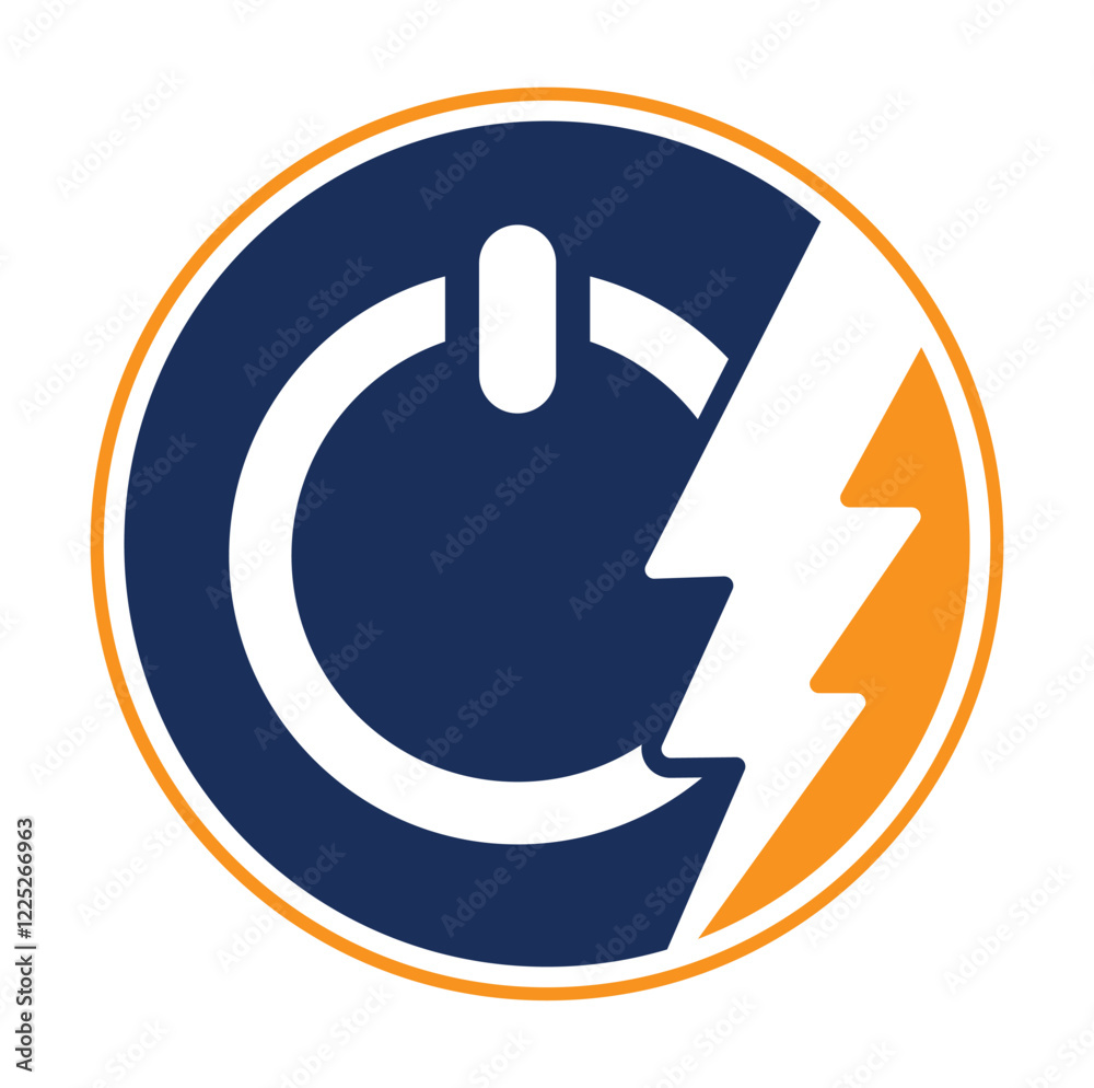 Thunder power vector logo design icon. flash on off button logo illustration.