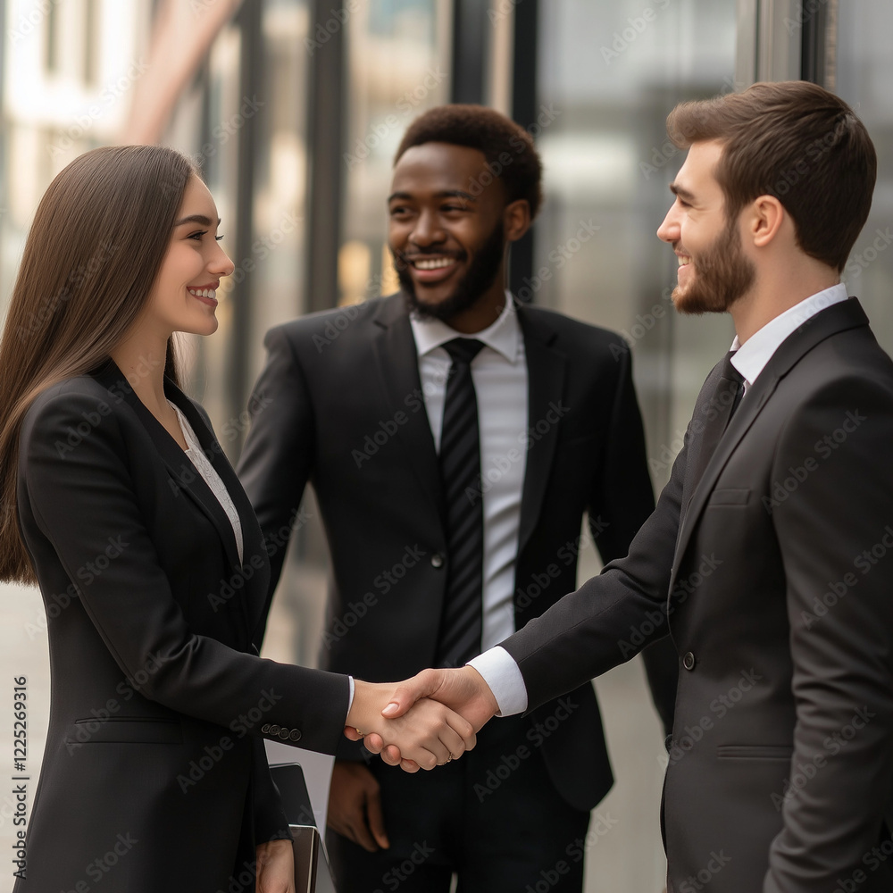 Business networking event professionals engaging in handshake urban office setting corporate environment close-up view collaboration in action Business networking event professionals engaging in handshake urban office setting corporate environment close-up view collaboration in action