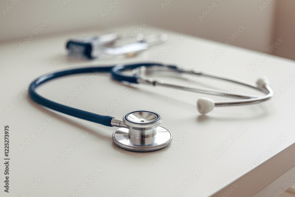 Medical Stethoscope on a White Surface Medical Stethoscope on a White Surface