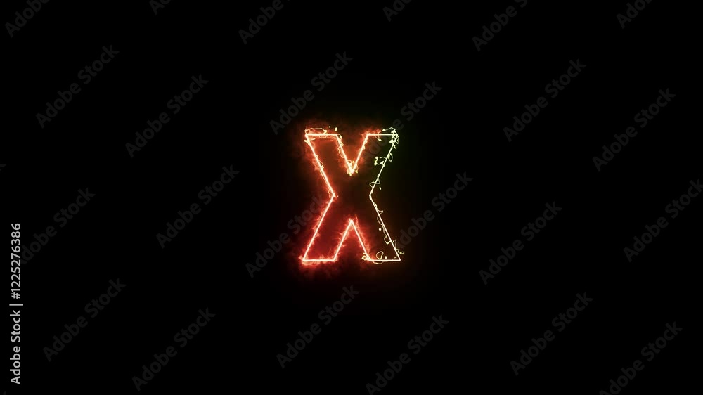 Animated neon letter X. Two-color looping trendy glowing neon alphabet letter X. Educational concept with neon letter Animated neon letter X. Two-color looping trendy glowing neon alphabet letter X. Educational concept with neon letter