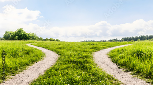 A symbolic crossroads where one path leads to a brighter career future and the other fades into uncertainty photo