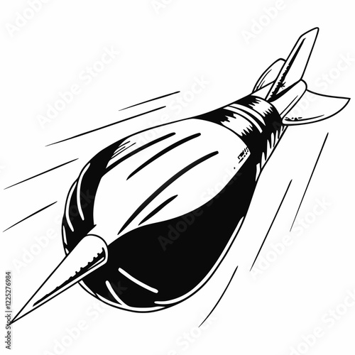 Drawing of a thrown dart seeking its target at full speed vector illustration (3)